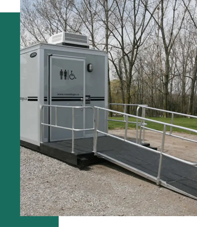 Accessible washroom with ramp for wheelchairs