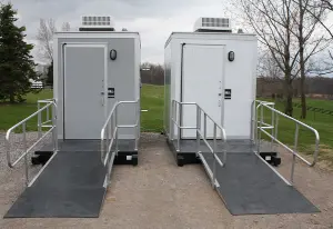 A Wheelchair Accessible/Family Washroom with ramp